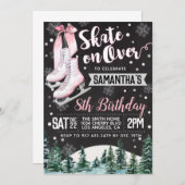 Ice Skating Birthday Invitation Kaart (Voorkant / Achterkant)