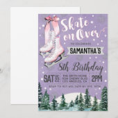 Ice Skating Birthday Invitation Kaart (Voorkant / Achterkant)