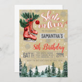 Ice Skating Birthday Invitation Kaart (Voorkant / Achterkant)