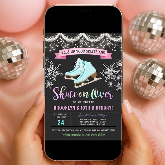 Ice Skating Birthday Invitation Kaart