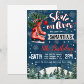 Ice Skating Birthday Invitation Kaart (Voorkant / Achterkant)