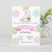 Ice Skating Birthday Invitation Kaart (Staand voorkant)