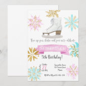 Ice Skating Birthday Invitation Kaart (Voorkant / Achterkant)