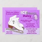Ice Skating Birthday Invitation PAARS IcePrincess Kaart (Voorkant / Achterkant)