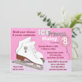 Ice Skating Birthday Invitation PINK Ice Princess Kaart (Staand voorkant)