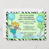Ice Skating Birthday Invitation zebra print Kaart (Voorkant)