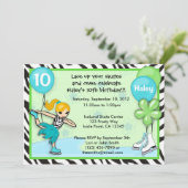 Ice Skating Birthday Invitation zebra print Kaart (Staand voorkant)