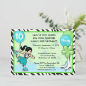 Ice Skating Birthday Invitation zebra print Kaart (Staand voorkant)