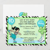 Ice Skating Birthday Invitation zebra print Kaart (Voorkant / Achterkant)