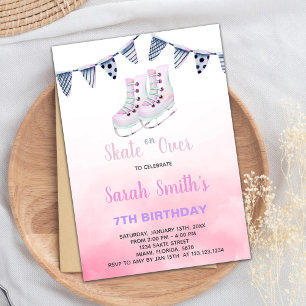 Ice Skating Birthday Invitations Kaart
