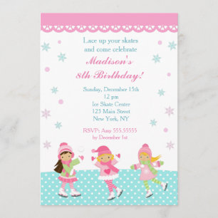 Ice Skating Birthday Invitations Kaart
