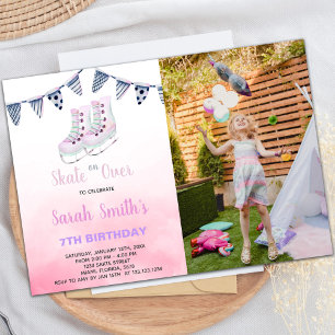 Ice Skating Birthday Invitations met foto Kaart