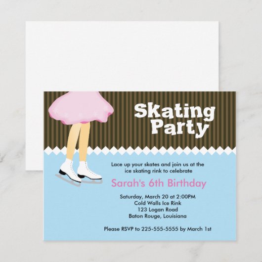 Ice Skating Birthday Kaart (Voorkant / Achterkant)