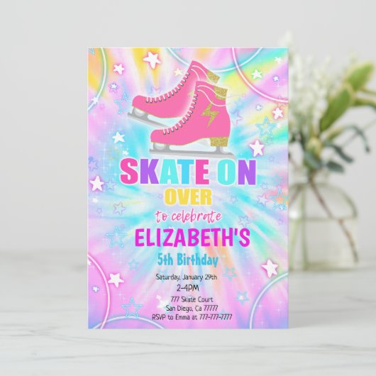 Ice Skating Birthday Kaart (Staand voorkant)