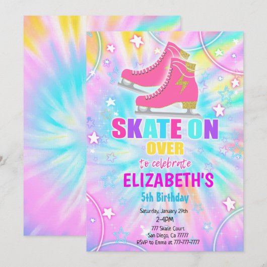 Ice Skating Birthday Kaart (Voorkant / Achterkant)