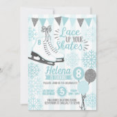 Ice Skating Birthday Party Invitation Invite Kaart (Voorkant)