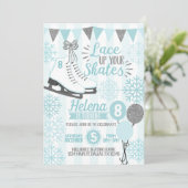 Ice Skating Birthday Party Invitation Invite Kaart (Staand voorkant)