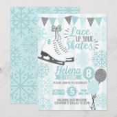 Ice Skating Birthday Party Invitation Invite Kaart (Voorkant / Achterkant)