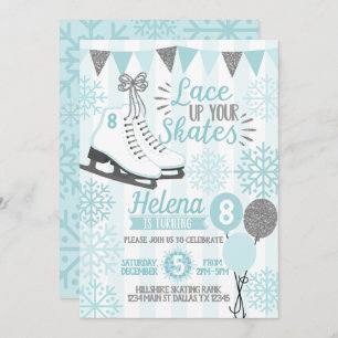 Ice Skating Birthday Party Invitation Invite Kaart