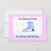 Ice Skating Birthday Party Invitation Kaart (Voorkant)