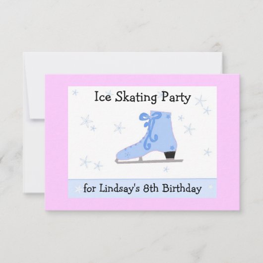 Ice Skating Birthday Party Invitation Kaart (Voorkant)