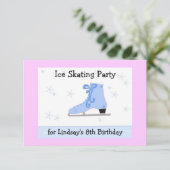 Ice Skating Birthday Party Invitation Kaart (Staand voorkant)