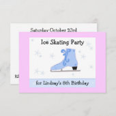 Ice Skating Birthday Party Invitation Kaart (Voorkant / Achterkant)