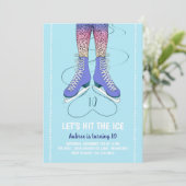 Ice Skating Birthday Party Invitation Kaart (Staand voorkant)