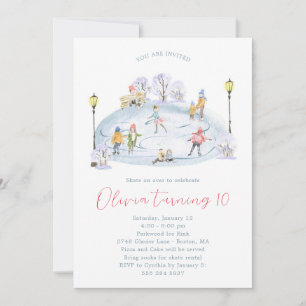 Ice Skating Birthday Party Invitation Kaart