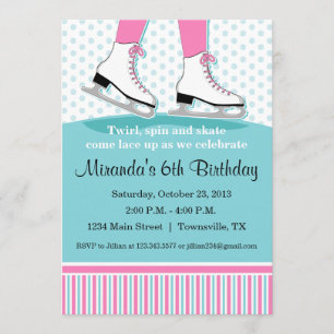 Ice Skating Birthday Party Invitation Kaart