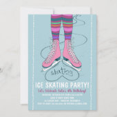 Ice Skating Birthday Party Invitation Kaart (Voorkant)