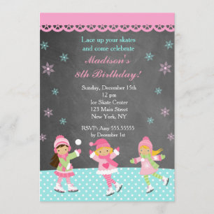 Ice Skating Birthday Party Invitations Kaart