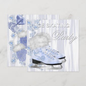 Ice Skating Birthday Party Invitations Kaart (Voorkant / Achterkant)
