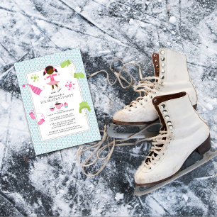 Ice Skating Birthday Party Invitations Kaart