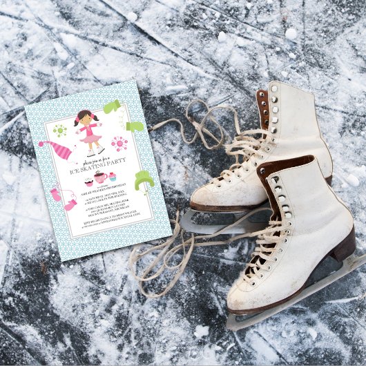 Ice Skating Birthday Party Invitations Kaart