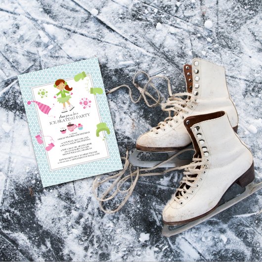 Ice Skating Birthday Party Invitations Kaart