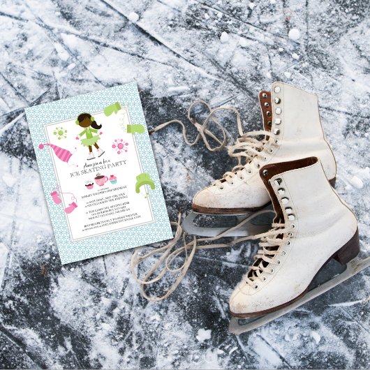 Ice Skating Birthday Party Invitations Kaart