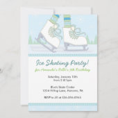 Ice Skating Birthday Party Invitations Kaart (Voorkant)