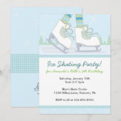 Ice Skating Birthday Party Invitations Kaart (Voorkant / Achterkant)