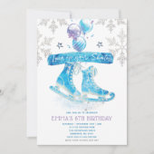 Ice Skating Birthday Party Kaart (Voorkant)