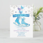 Ice Skating Birthday Party Kaart (Staand voorkant)