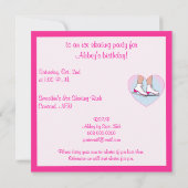 Ice Skating Birthday Party met roze Kaart (Achterkant)