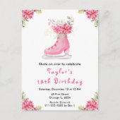 Ice Skating Birthday Party Pink Briefkaart (Voorkant)