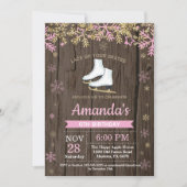 Ice Skating Birthday Party roze Schaats Invitation Kaart (Voorkant)