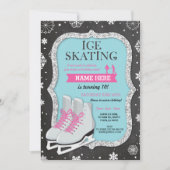 Ice Skating Birthday Party Snowflake Chalk Invite Kaart (Voorkant)