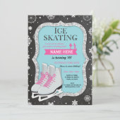 Ice Skating Birthday Party Snowflake Chalk Invite Kaart (Staand voorkant)