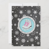 Ice Skating Birthday Party Snowflake Chalk Invite Kaart (Achterkant)