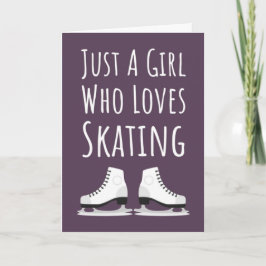 Ice Skating Cards Girl Pink Cute Girly For Kids Kaart