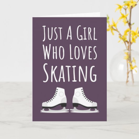 Ice Skating Cards Girl Pink Cute Girly For Kids Kaart (Gele Bloem)