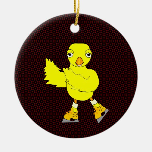 Ice Skating Chick Keramisch Ornament (Voorkant)